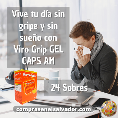 Viro-Grip A.M. 24 Sobres de 2 Gelcaps – Alivio para Resfriado, Catarro y Gripe